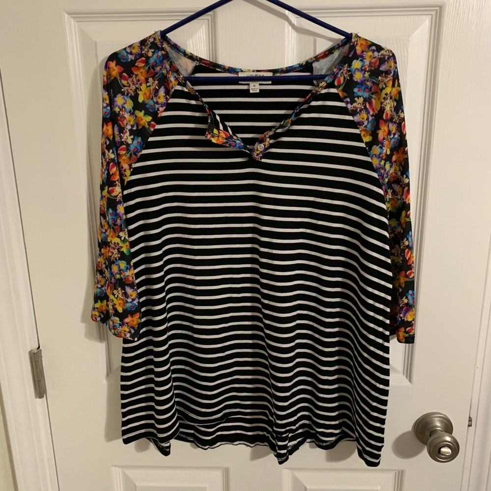 Striped and floral baseball style shirt